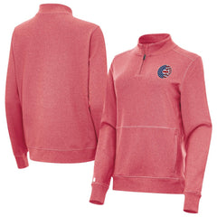 Chicago Cubs Antigua Women's Crush Stars and Stripes Team Logo Quarter-Zip Pullover Top Sale