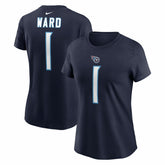 Cameron Ward Tennessee Titans Women's Name & Number T-Shirt Navy - Nike