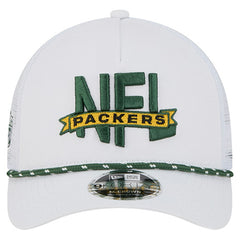 Green Bay Packers New Era NFL 9FORTY A-Frame M-Crown Adjustable Trucker Hat White - NFL