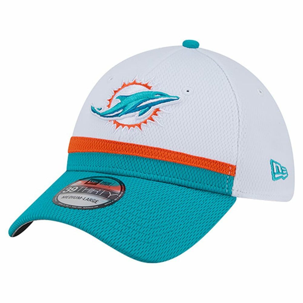 Miami Dolphins New Era Dashmark Rays 39THIRTY Flex Hat White/Aqua - NFL