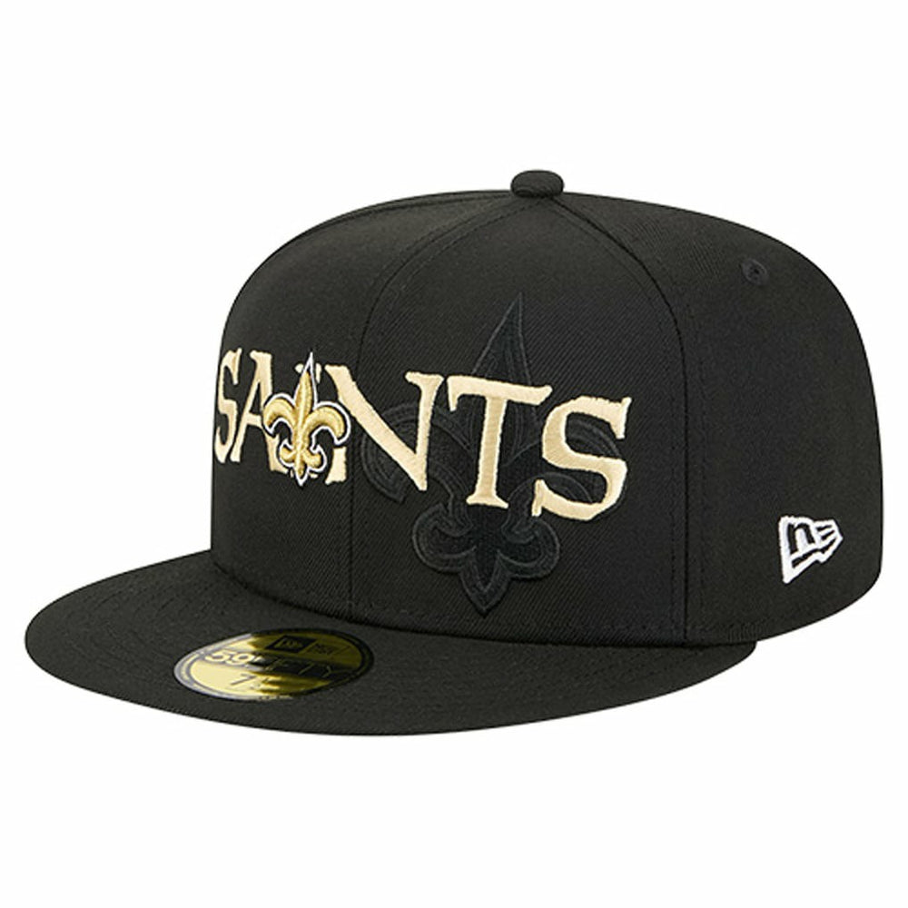 New Orleans Saints New Era Overlap Wordmark 59FIFTY Fitted Hat Black - NFL