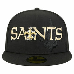 New Orleans Saints New Era Overlap Wordmark 59FIFTY Fitted Hat Black - NFL