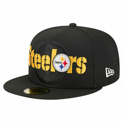Pittsburgh Steelers New Era Overlap Wordmark 59FIFTY Fitted Hat Black - NFL
