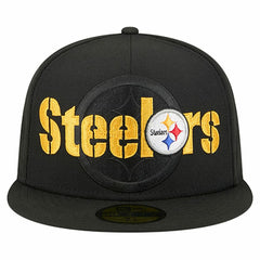 Pittsburgh Steelers New Era Overlap Wordmark 59FIFTY Fitted Hat Black - NFL