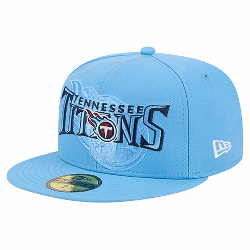 Tennessee Titans New Era Overlap Wordmark 59FIFTY Fitted Hat Light Blue - NFL