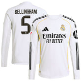Adidas Jude Bellingham Real Madrid 2025/26 Home Long Sleeve Jerseys - White