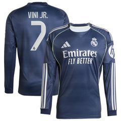 Adidas Vini Jr. Real Madrid 2025/26 Home Long Sleeve Replica Player Jerseys - Blue