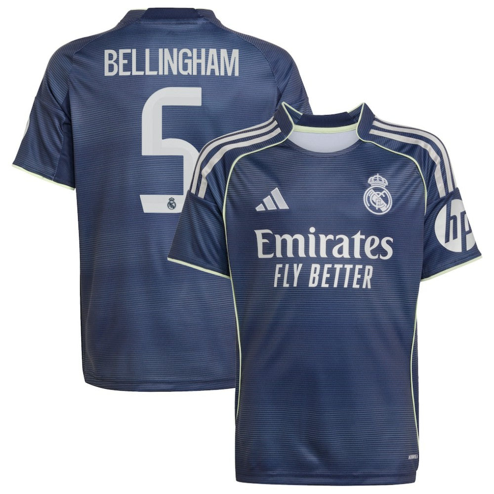 Adidas Jude Bellingham Real Madrid Youth 2025/26 Away Replica Player Jerseys - Blue