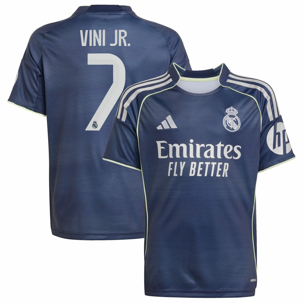 Adidas Vini Jr. Real Madrid Youth 2025/26 Away Replica Player Jerseys - Blue
