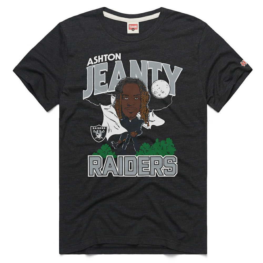 Ashton Jeanty Las Vegas Raiders Homage Unisex Caricature Player Graphic Tri-Blend T-Shirt Charcoal - NFL