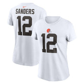 Shedeur Sanders Cleveland Browns Women's 2025 NFL Draft Name & Number T-Shirt White - Nike