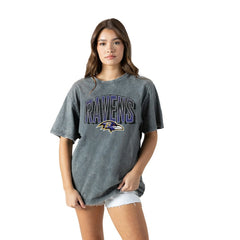 Baltimore Ravens Gameday Couture Women's Peak Performance Oversized Snow Wash T-Shirt Gray - NFL