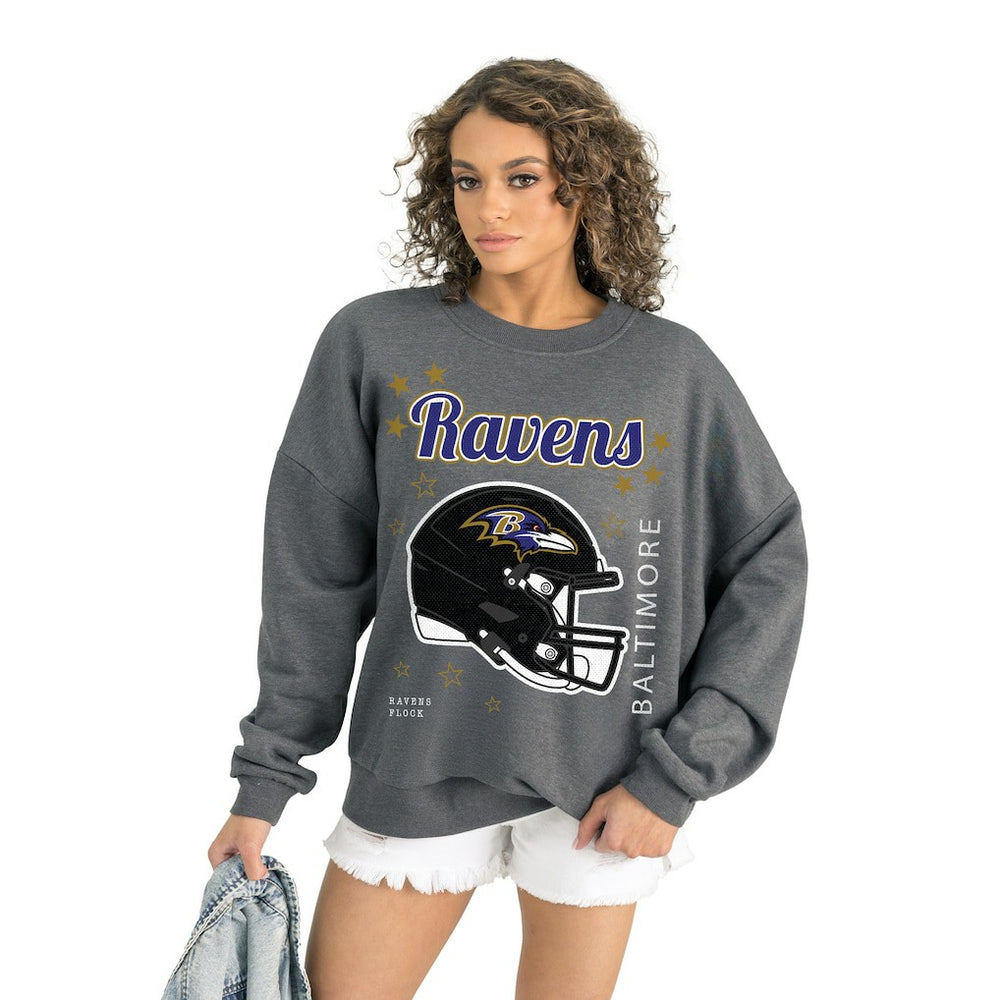 Baltimore Ravens Gameday Couture Women's Ready to Rumble Premium Fleece Pullover Sweatshirt Gray - NFL