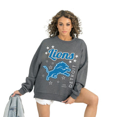 Detroit Lions Gameday Couture Women's Ready to Rumble Premium Fleece Pullover Sweatshirt Gray - NFL