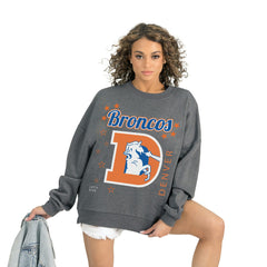 Denver Broncos Gameday Couture Women's Ready to Rumble Premium Fleece Pullover Sweatshirt Gray - NFL