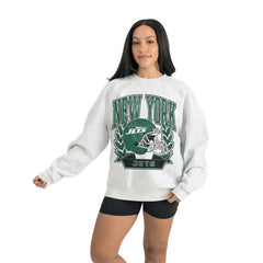 New York Jets Gameday Couture Women's Heritage Premium Fleece Pullover Sweatshirt Gray - NFL