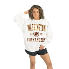 Washington Commanders Gameday Couture Women's Timeless Triumph Premium Fleece Pullover Sweatshirt White - NFL