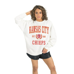 Kansas City Chiefs Gameday Couture Women's Timeless Triumph Premium Fleece Pullover Sweatshirt White - NFL