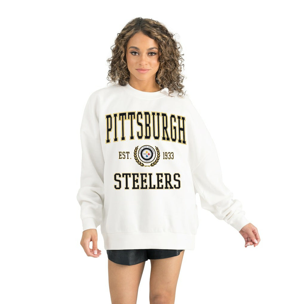 Pittsburgh Steelers Gameday Couture Women's Timeless Triumph Premium Fleece Pullover Sweatshirt White - NFL