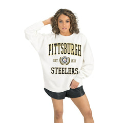 Pittsburgh Steelers Gameday Couture Women's Timeless Triumph Premium Fleece Pullover Sweatshirt White - NFL