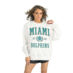 Miami Dolphins Gameday Couture Women's Timeless Triumph Premium Fleece Pullover Sweatshirt White - NFL