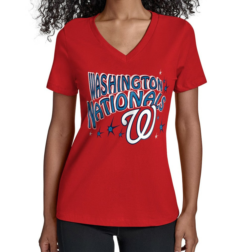 Washington Nationals Starter Women's Fireworks V-Neck T-Shirt for sale