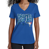 Toronto Blue Jays Starter Women's Fireworks Team Name V-Neck T-Shirt Online