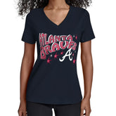 Atlanta Braves Starter Women's Fireworks V-Neck T-Shirt Sale