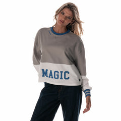 NBA - Orlando Magic The Wild Collective Women's Cropped Long-Sleeve Fashion Crewneck Sweatshirt - Gray