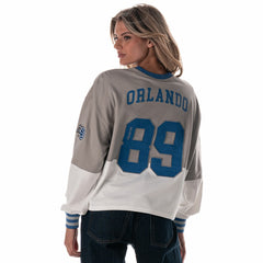 NBA - Orlando Magic The Wild Collective Women's Cropped Long-Sleeve Fashion Crewneck Sweatshirt - Gray
