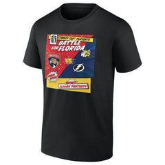 Florida Panthers - vs. Tampa Bay Lightning 2025 Stanley Cup Playoffs Rivalry Comic Pop T-Shirt Black
