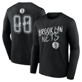 NBA - Brooklyn Nets Hustle Custom Long Sleeve T-Shirt - Black