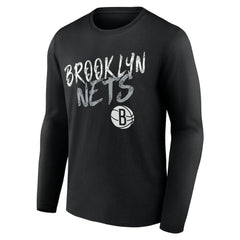 NBA - Brooklyn Nets Hustle Custom Long Sleeve T-Shirt - Black