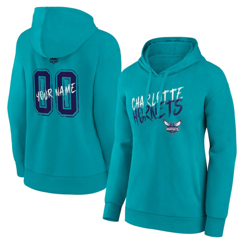 NBA - Charlotte Hornets Women's Hustle Custom Pullover Hoodie - Teal