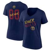 NBA - Denver Nuggets Women's Hustle Custom V-Neck T-Shirt - Navy