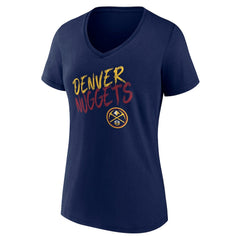 NBA - Denver Nuggets Women's Hustle Custom V-Neck T-Shirt - Navy