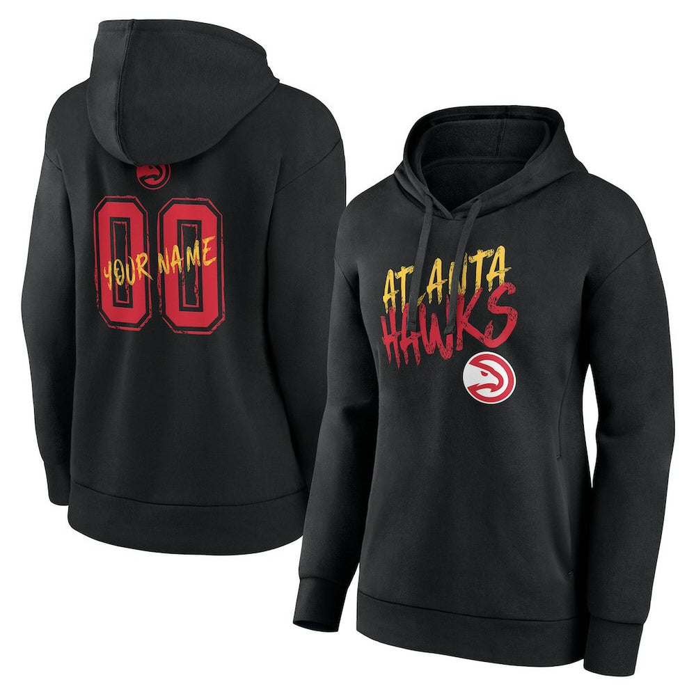 NBA - Atlanta Hawks Women's Hustle Custom Pullover Hoodie - Black