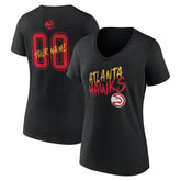 NBA - Atlanta Hawks Women's Hustle Custom V-Neck T-Shirt - Black