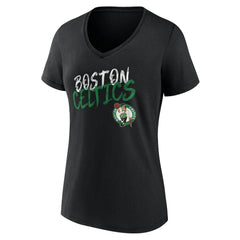 NBA - Boston Celtics Women's Hustle Custom V-Neck T-Shirt - Black