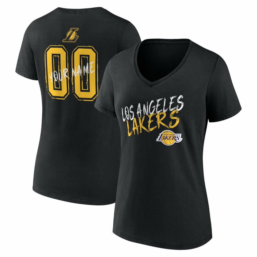 NBA - Los Angeles Lakers Women's Hustle Custom V-Neck T-Shirt - Black