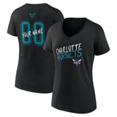 NBA - Charlotte Hornets Women's Hustle Custom V-Neck T-Shirt - Black