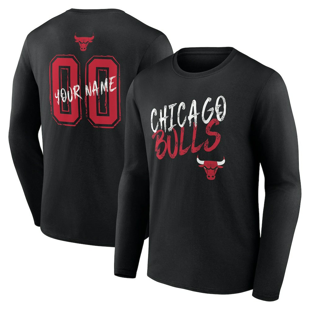 NBA - Chicago Bulls Hustle Custom Long Sleeve T-Shirt - Black