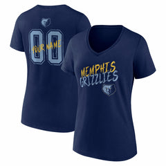 NBA - Memphis Grizzlies Women's Hustle Custom V-Neck T-Shirt - Navy