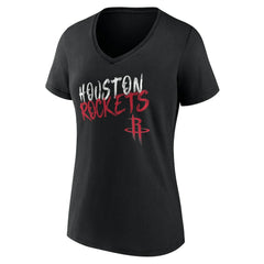 NBA - Houston Rockets Women's Hustle Custom V-Neck T-Shirt - Black