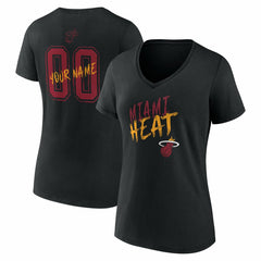 NBA - Miami Heat Women's Hustle Custom V-Neck T-Shirt - Black