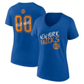 NBA - New York Knicks Women's Hustle Custom V-Neck T-Shirt - Blue