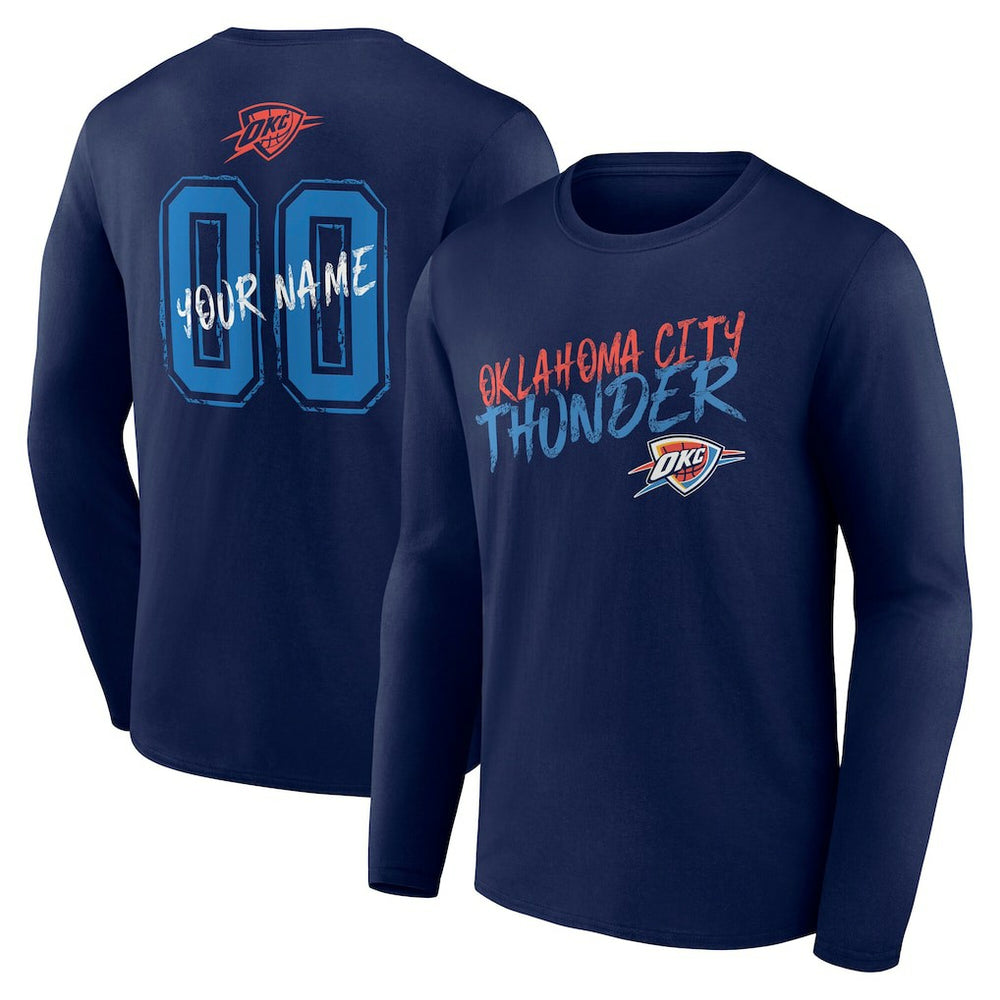 NBA - Oklahoma City Thunder Hustle Custom Long Sleeve T-Shirt - Navy