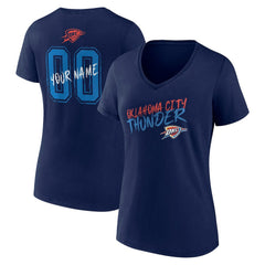 NBA - Oklahoma City Thunder Women's Hustle Custom V-Neck T-Shirt - Navy
