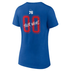 NBA - Philadelphia 76ers Women's Hustle Custom V-Neck T-Shirt - Royal