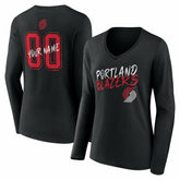 NBA - Portland Trail Blazers Women's Hustle Custom Long Sleeve V-Neck T-Shirt - Black